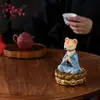 Decoração de mesa raposa meditando inspirada em Zen, estátua genuína de píton Huhuangchang para exibição em altar com base de lótus, pode ser usada para armazenamento, disponível para atacado