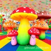 Parque de atracciones inflable de hongo, modelo inflable grande de dibujos animados, figura realista, campamento al aire libre, lugar popular para fotos con iluminación ambiental