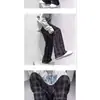 Calça casual xadrez de veludo cotelê de alta qualidade para homens, calça reta quente de outono e inverno, calça casual larga retrô