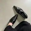 Primeiro Encontro Ji Estilo Europeu e Americano Bico Fino Baixo Couro Macio Mocassins para Mulheres Design Pregueado Slip-on Para Ir ao Trabalho Sapatos Femininos