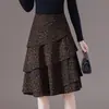 Falda midi de cintura alta, que realza la figura, adelgazante, con estampado de leopardo retro, nueva colección otoño 2026, falda de línea A moderna y elegante