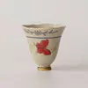 Azul e Branco Flintstone Vermelho Caramelo Esmalte Borboleta Orquídea Pura Pintada à Mão Taça de Chá com Boca de Flor de Pé Alto Taça de Chá Doméstica Conjunto de Chá Kung Fu
