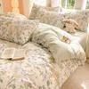 Elegante Vida Estilo Pastoral Americano Juego de Cuatro Piezas de Algodón Puro, Estilo B&B Natural Sábana Ajustable de 1.8m, Ropa de Cama de Algodón Puro