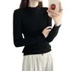 Atacado literário gola semi-alta básica feminina outono e inverno novo design de pérola torção único único top interno
