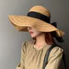 Sombrero de Paja de Ala Ancha Nuevo Estilo de Verano para Mujer, Sombrero de Pescador que Hace que la Cara se Vea Más Pequeña, Protección Solar, Protección UV, Sombrero de Sol para Cabeza Grande