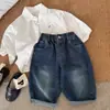Pantalones largos para niños, colección primavera/otoño 26, pantalones vaqueros de estilo japonés de moda para niños, pantalones casuales para bebés y niños pequeños, pantalones rectos a la moda