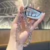 Corrente de Celular com Contas de Cristal Feita à Mão por Celebridade da Internet para Mulheres, Chaveiro Exquisito e de Alta Qualidade, Pulseira Curta para Pendurar Celular