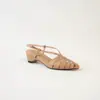 [En Stock] Sandalias Romanas de 5CM para Mujer, Cuña de Verano, Tacón Grueso, Punta Fina Tejida, Sandalias Cerradas Caladas