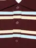 Nueva camisa polo casual de estilo europeo y americano, retro francés, a rayas y con bloques de color, con un ambiente relajado