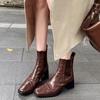 Botines Chelsea de Tacón Grueso para Mujer 2025 Nuevo Otoño e Invierno Punta Cuadrada Francesa Elegantes Adelgazantes Zapatos de Piel para Mujer