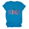 Amazon eBay sitio independiente moda casual mujer "sé amable" corazón letra hueco cuello redondo manga corta camiseta