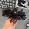 Goma Elástica Negra de Malla con Pedrería para Mujer, Goma para el Cabello de Alta Gama con Pedrería, Accesorio para el Cabello de Estilo Francés Inspirado en Chanel