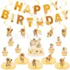 Banner de cumpleaños transfronterizo acogedor con temática de mascotas, banner de fiesta de cumpleaños de cachorros, decoraciones colgantes en espiral, toppers para pasteles y decoraciones de mesa