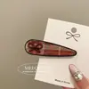 Pinza de Pato de Aleación Ovalada a Cuadros con Pedrería en Forma de Corazón de Lujo Ligero Coreano Exquisito Versátil Pasador para Flequillo Dulce Fresco Accesorio para el Cabello