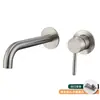 Torneira de parede oculta de latão para água quente e fria, design simples embutido, aço inoxidável 304