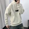 2024 Marca da moda Hong Kong estilo cor sólida manga comprida camisa polo masculina alfabeto bordado estilo americano retro solto meio zíper suéter