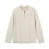 Suministro de fábrica transfronterizo: Nueva sudadera casual para hombre de otoño e invierno, cuello redondo con media cremallera, corte holgado, hombros caídos, manga larga, color liso