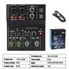 Tarjeta de Sonido Bluetooth Transfronteriza Mezclador Pequeño de 4 Canales 6 Canales Mezclador Mini USB para Transmisión en Vivo