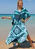 Transfronterizo 2025 Moda Europea y Americana Estampado Vestido de Playa Bali Estilo Túnica Vacaciones en la Costa Protección Solar Estilo Casual