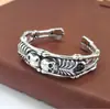 Prata Esterlina S925 Moda Retrô Pulseira Dupla de Caveira Masculina Tendência Personalidade ins Design de Nicho Joia Simples