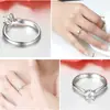 Anillo de diamante de cuatro garras de plata de ley S925 Popular europeo y americano simple moda clásico micro diamante Anillo pulsera para mujer