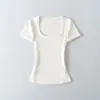 Ry2685-Blusas para Mulheres, Camisetas Sexy de Manga Curta Justas ao Corpo, Novo Estilo Primavera e Verão 2026, Casual Puro Desejo com Gola U
