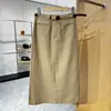 Falda de algodón color caqui para mujer, nuevo estilo otoño 2026, corte ajustado, elegante, de longitud media, falda lápiz casual