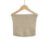 Top Multicolor Texturizado sin Mangas para Mujer, Top Tubo Elástico de Punto Ajustado con Elegante Diseño en la Espalda