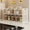 Prateleira de temperos de cozinha multicamadas para uso doméstico, cesta de armazenamento multifuncional para bancada para óleo, sal, molho e vinagre