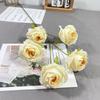 Rosa de ensueño de cinco cabezas rama única rosa redonda arreglo floral coreano para boda flor de seda arreglo floral fresco para salón de bodas pared flor de seda