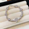 Pulseira de moda com contas de zircônia e pérola, luxo leve, elegância de alta qualidade, joia de design versátil e única