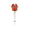 Porta-credencial retráctil de doble cuenta de silicona Clip de insignia giratorio de fieltro navideño Cordón retráctil médico Venta al por mayor