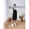 Vestido Vintage com Alça de Gola para Mulheres, Outono/Inverno 2026 Novo Vestido Longo Suéter Casual Solto Tendência