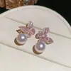 Sinfonia da Princesa Peixe~Pulseira de Pérola de Sereia Borboleta de Zircônia Pulseira Estilo Corte Francês Joia Galvanizada a Ouro Real 18K