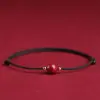 Pulsera de Cuerda Roja Cinnabar Benmingnian para Mujer, Tejida con Cuentas de Transferencia, Arena Púrpura Dorada, Cuerda de Mano para Hombre, Tobillera Hecha a Mano, Cuerda de la Suerte para Pareja