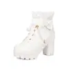 Comércio Exterior Outono/Inverno 2026 Botas Martin de Solado Grosso com Laço Doce, Tamanhos 40-43, Botas de Cano Curto com Acabamento de Renda de Pérola de Tamanho Grande