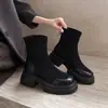 Super bonitas, finas, de salto médio, super quentes, elásticas, botas curtas, botas femininas de peça única, 2026 Outono/Inverno, arrasadoras de rua, Dr. Sapatos femininos Martens