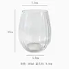Taza de agua de vidrio transparente a rayas con forma de huevo creativa, vaso para bebidas frías de hotel, taza de café para el hogar, taza para café con leche americano helado al por mayor