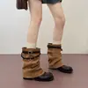 Botines plisados Chuyuji de hebilla retro para mujer, nuevo estilo otoño e invierno 2026, botas para mujer que aumentan la altura