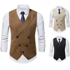 Nuevo Chaleco de Traje Británico para Hombre Primavera 2025 Chaleco de Doble Botonadura para Novio Boda Padrino