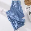Foto Real Plus Size 90kg Jeans de Seda de Gelo Calça Casual Feminina Verão Tendência Fina Solta Caimento Calça de Perna Larga