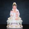 Estátua de Buda Bodhisattva Guanyin Imitação Jade Branco Bodhisattva Guanyin de Nanhai Casa Sentada Lótus Estátua de Bodhisattva Guanyin