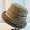 Sombrero de Pescador de Invierno de Cabeza Grande con Forro Polar y Protección para las Orejas y la Cara Versión Coreana Combinable Grueso Cálido Felpa Sombrero de Cubo Japonés