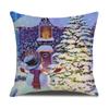 Funda de almohada con estampado de Papá Noel navideño transfronterizo, de lino, con múltiples patrones, para sofá, con impresión de una sola cara, con ambiente festivo