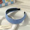 Diadema de ala ancha a cuadros de rayas azules, Diadema de mezclilla moderna y versátil, Para salir, Accesorios para el cabello con pasador, Nuevo de primavera y verano
