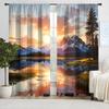 Ventas directas de fábrica serie de pintura al óleo de paisaje cortina de impresión digital 3D 2 piezas cortina de tela mampara de ventana