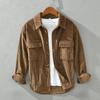 Camisa de manga larga de pana retro de comercio exterior para otoño e invierno, chaqueta gruesa informal holgada de marca de moda de Hong Kong para hombre