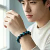 Pulsera de Círculo Único de Ágata Roja Natural y Ojo de Tigre de Zhou Lianfa, Pulsera de Perlas Redondas de Calcedonia, Perlas de Cristal para Hombres y Mujeres, Venta al por Mayor
