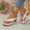 Chanclas de tacón alto estilo europeo y americano de talla grande para 2025, venta al por mayor, tacón grueso, tacones altos para mujer cómodos que no cansan los pies