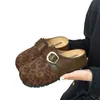 Mules sin talón estilo Birkenstock de cuero genuino con suela gruesa para mujer, diseño sin tacón, perfectos para uso casual, y con puntera cerrada, estilo media pantufla.